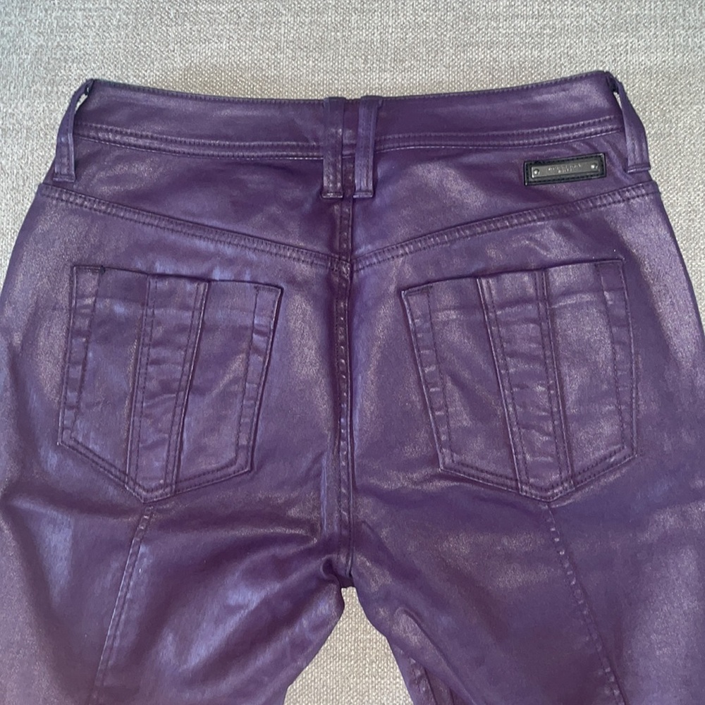 NWOT Burberry Purple Leather Skinny Ankle Jeans Size 27